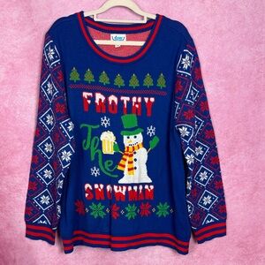 252. Rockin’ Around Frothy the Snowman Christmas Sweater XXL
